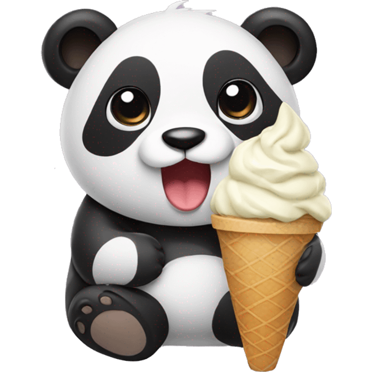 Panda eating ice cream emoji