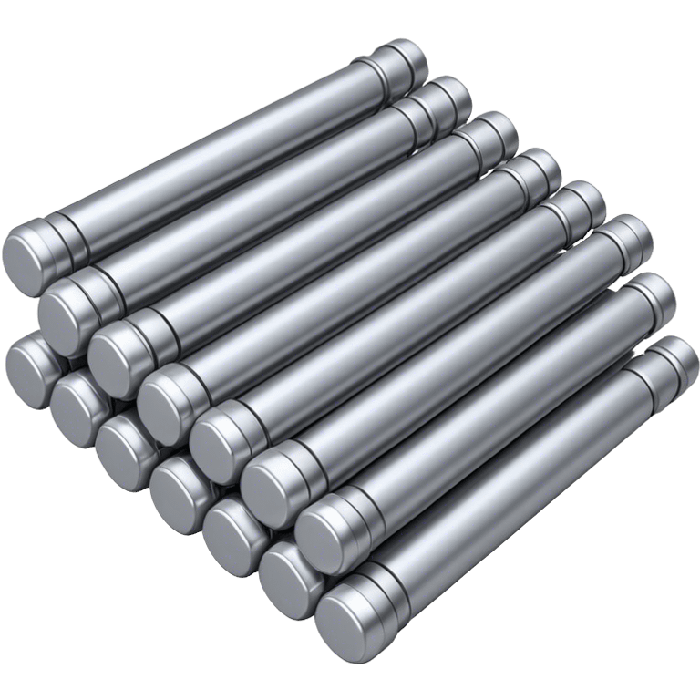 A structured bundle of thin uranium fuel rods for a nuclear reactor, with a metallic silver or gray color. The rods should be long, slender, and arranged neatly in a precise hexagonal grid. Industrial and realistic style, no green, only metallic shades emoji