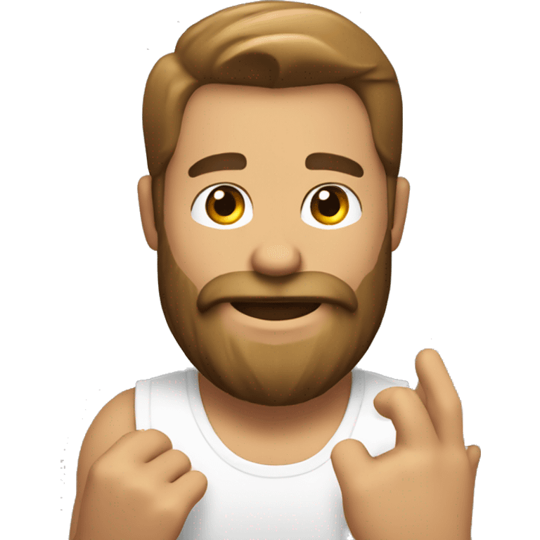 bearded muscled man waving hello emoji