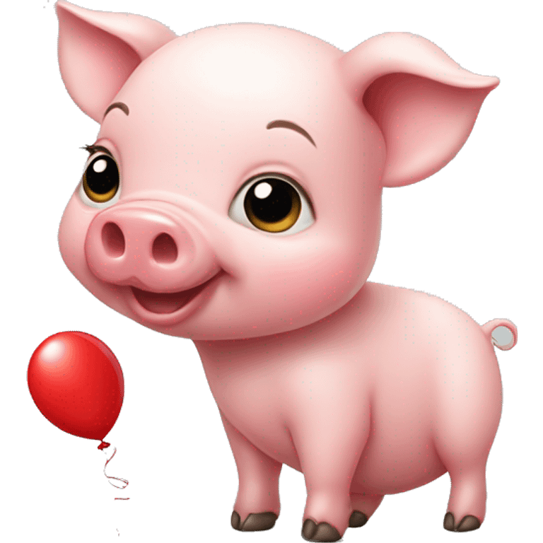 Baby pig with red balloon emoji