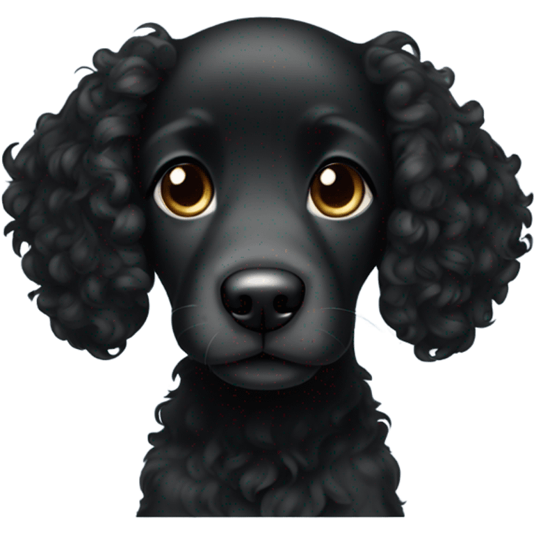 Black curly haired puppy with long floppy ears  emoji