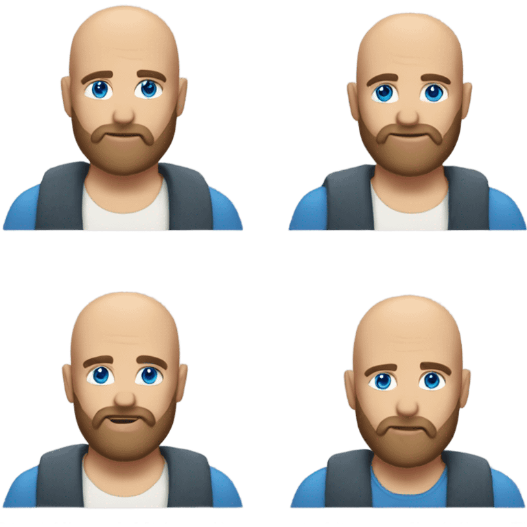 bald man with blue eyes, beard and pony tail emoji