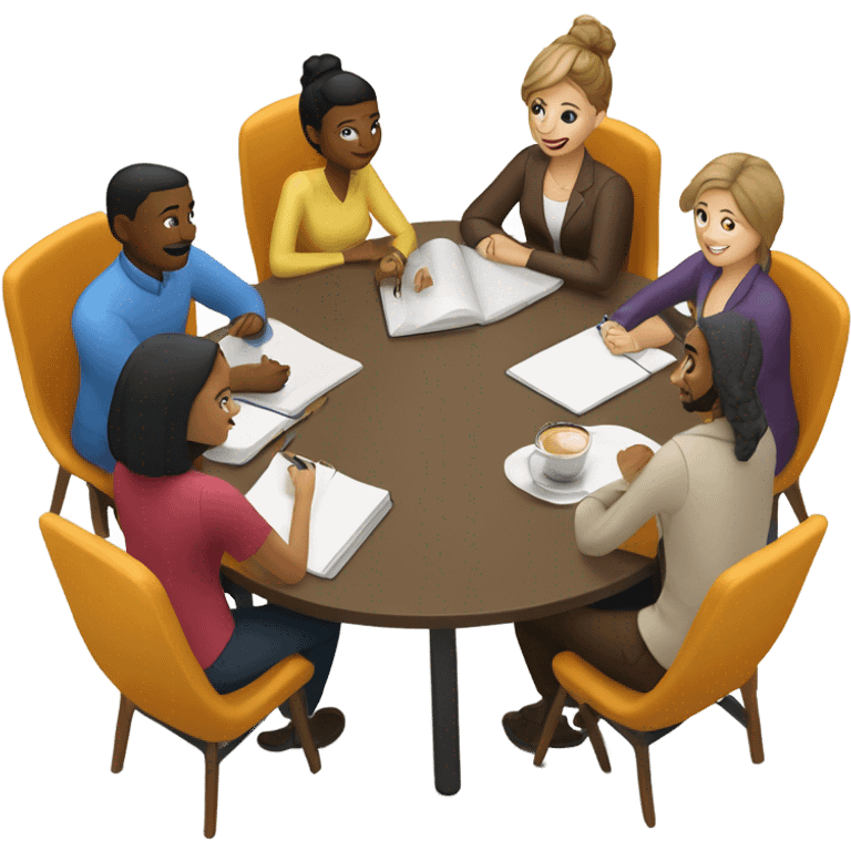 group discussion at a table emoji