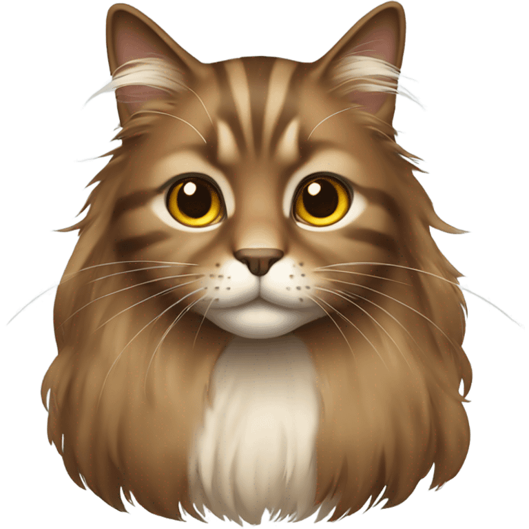 Long hair brown cat emoji