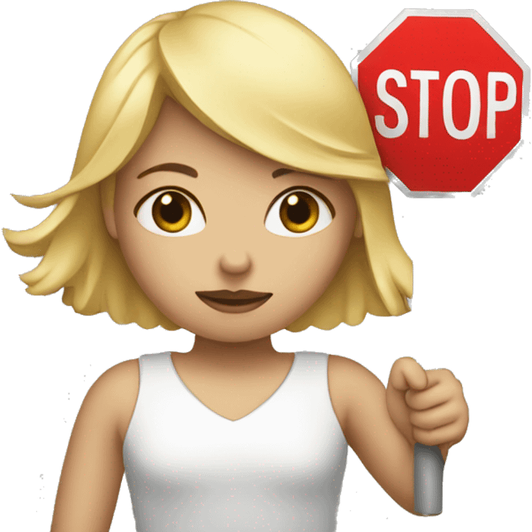 blond Girl holding a stop sign emoji