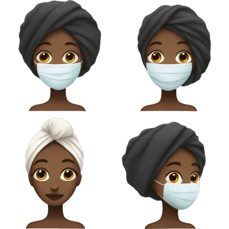 Black girl with towel around her head and a face mask to show self care emoji