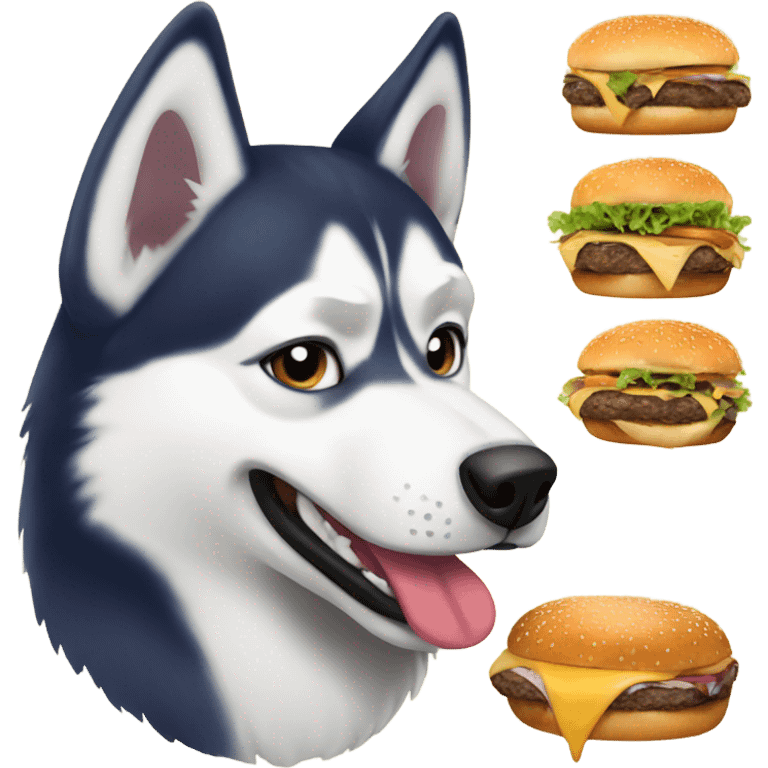 Husky eating burguer emoji