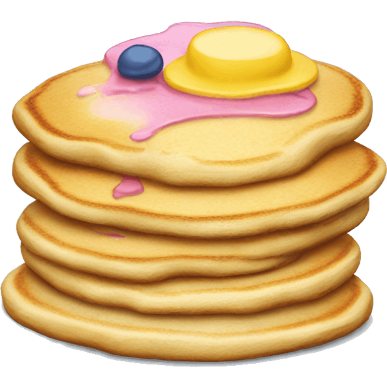 Pan cakes in blue, yellow, and pink stack   emoji