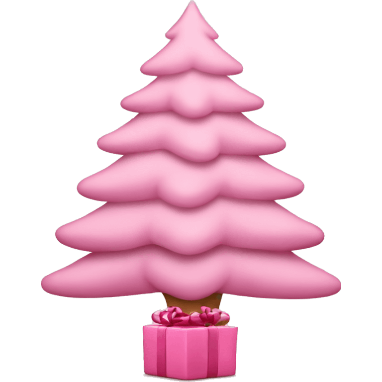 soft pink christmas tree with pink gift around it emoji