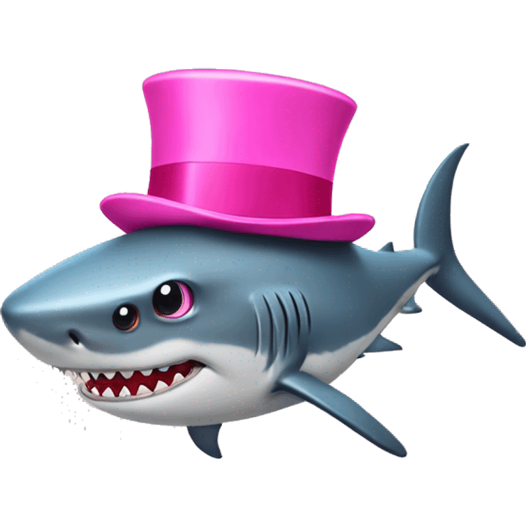 Shark with a pink top hat emoji