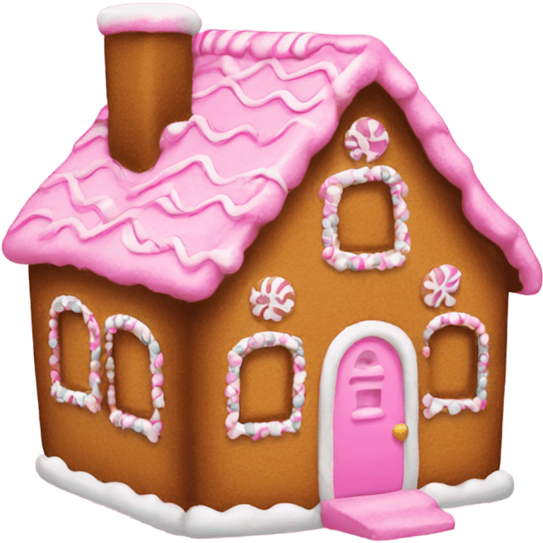 A pink gingerbread house emoji