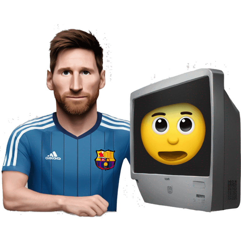 Messi con una computadora emoji