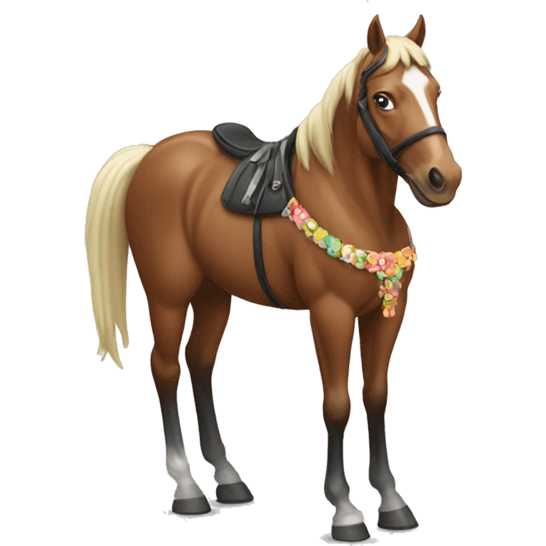 A horse with party favors emoji