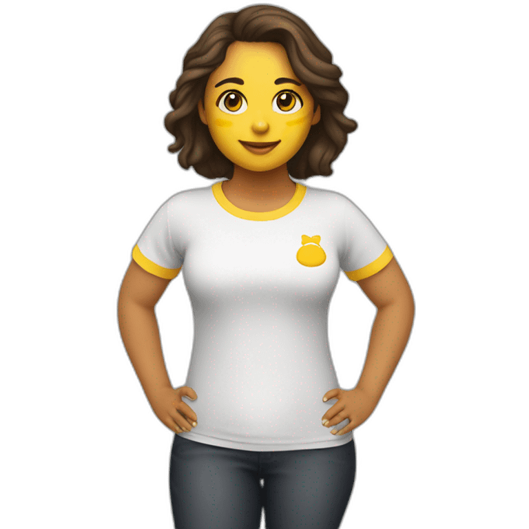 Niña gorda con camiseta amarilla emoji