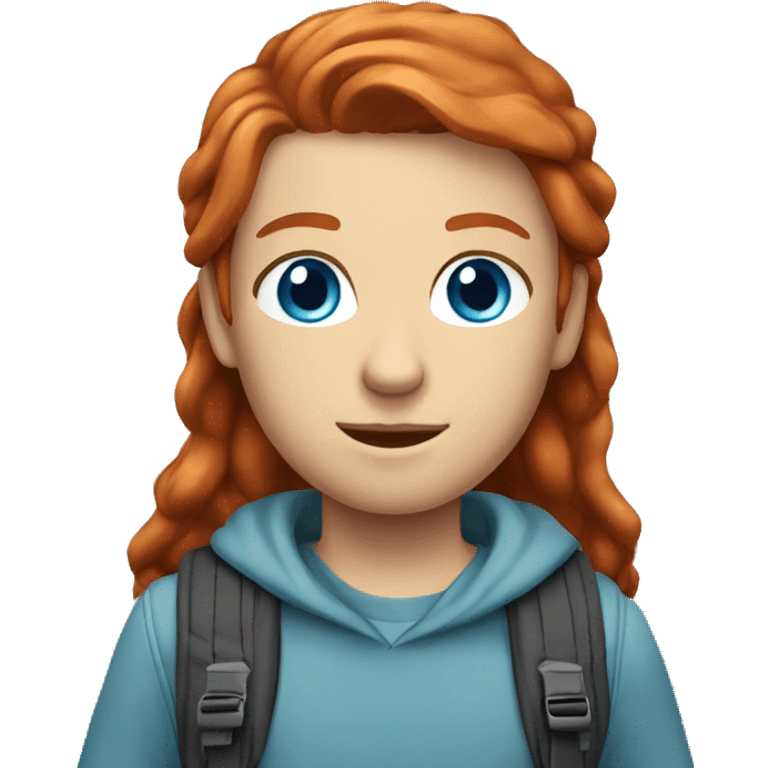 Redhead blue eyes wearing backpack  emoji