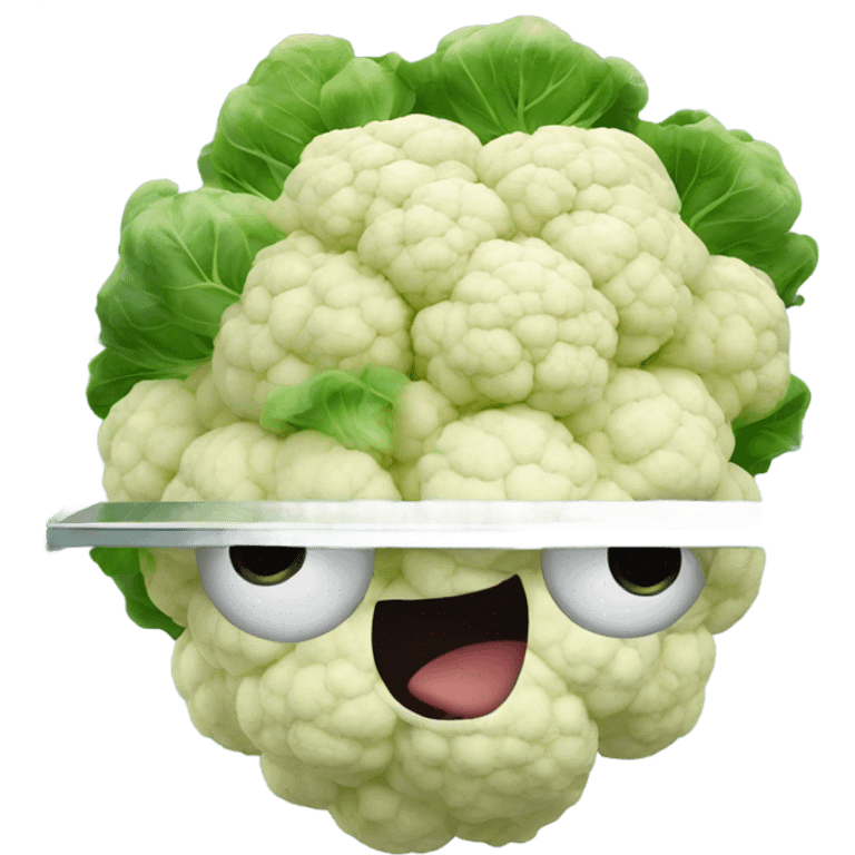 cauliflower looks into the mirror with big eyes emoji