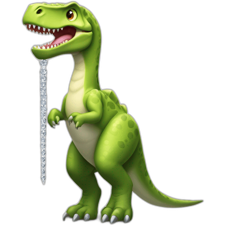 Dinosaurio con un cadena de diamantes emoji