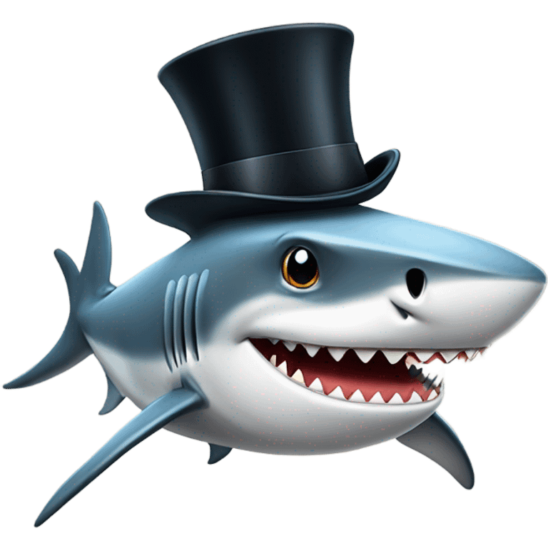 Shark with a top hat emoji