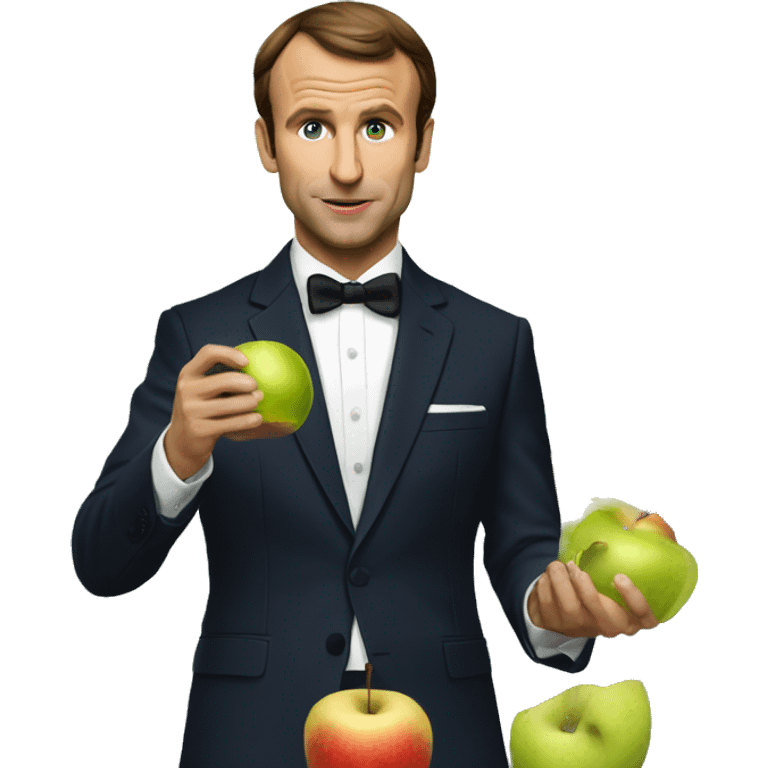 Macron qui mange une pomme emoji