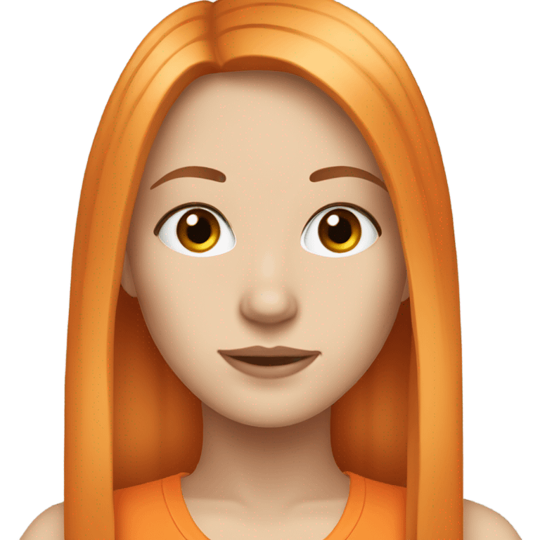 A white girl with orange and straight hair alao she has brown eyes emoji