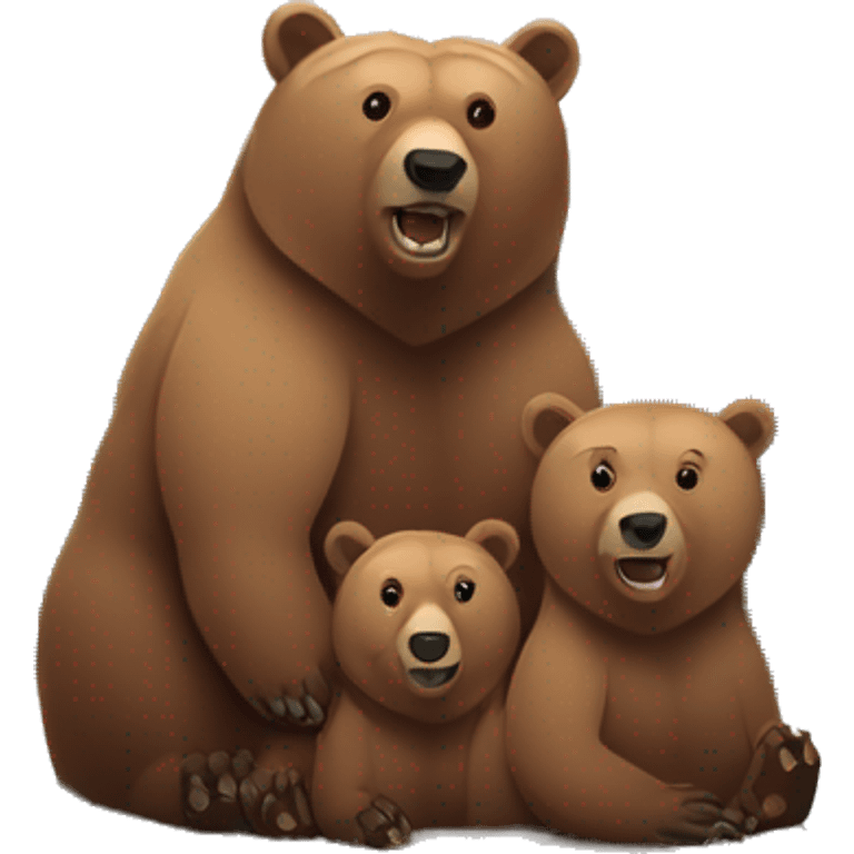 Grizzly bear mama with cub surrounded by mountains emoji