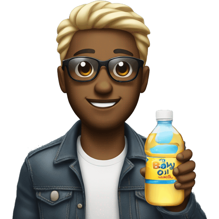 cool guy with sunglassesj holding a bottle of baby oil emoji