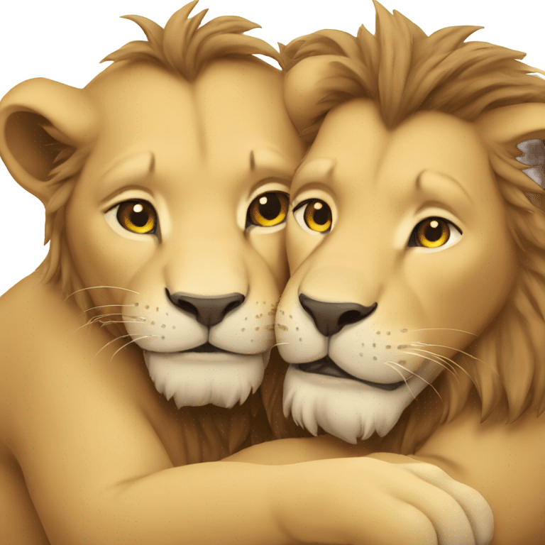 Lions cuddling  emoji