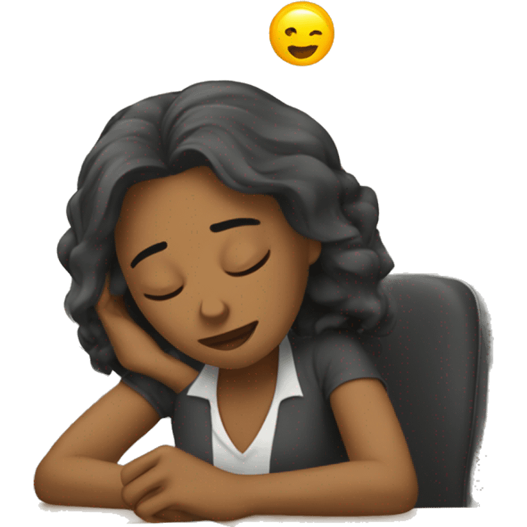 Tired woman teacher sleeping at her desk in elementary classroom emoji