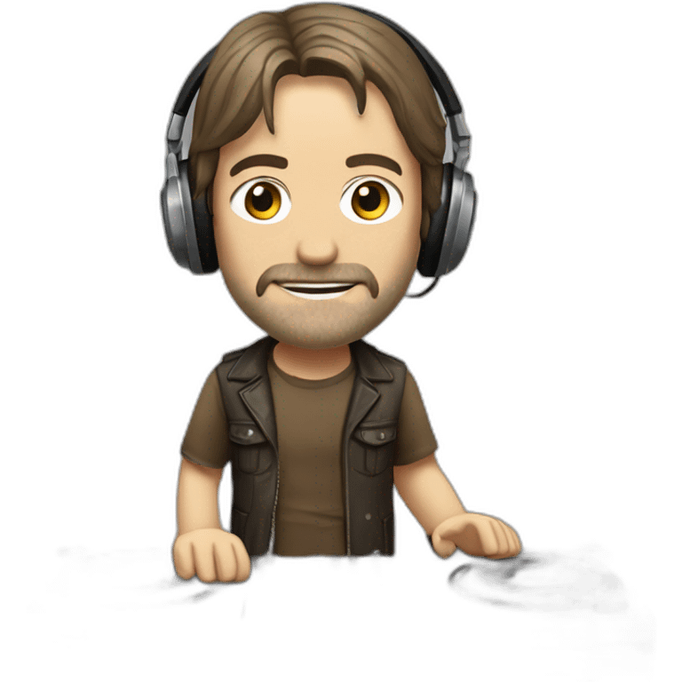 Daryl nixon from the walking dead series mixing songs like a famous DJ emoji