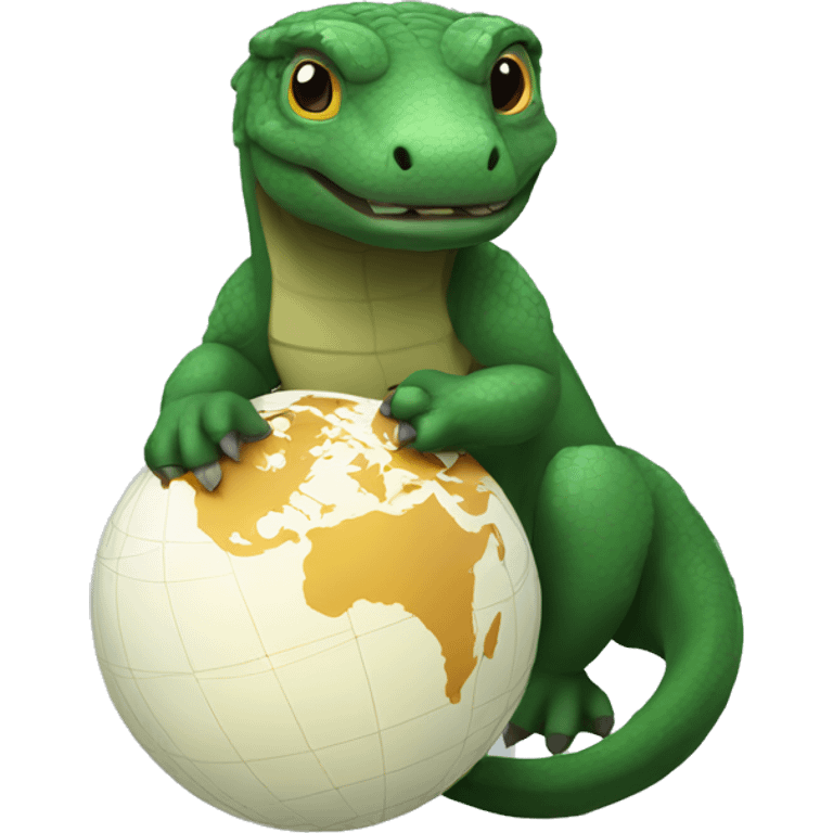 A komodo holding a world globe emoji