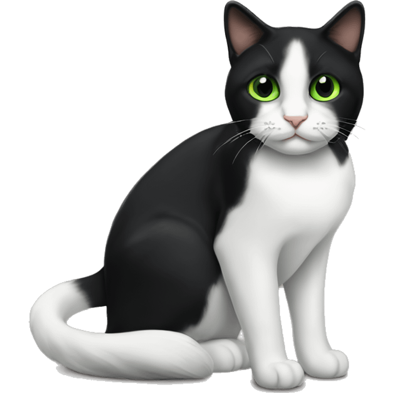 Tuxedo cat Black nose green eyes emoji