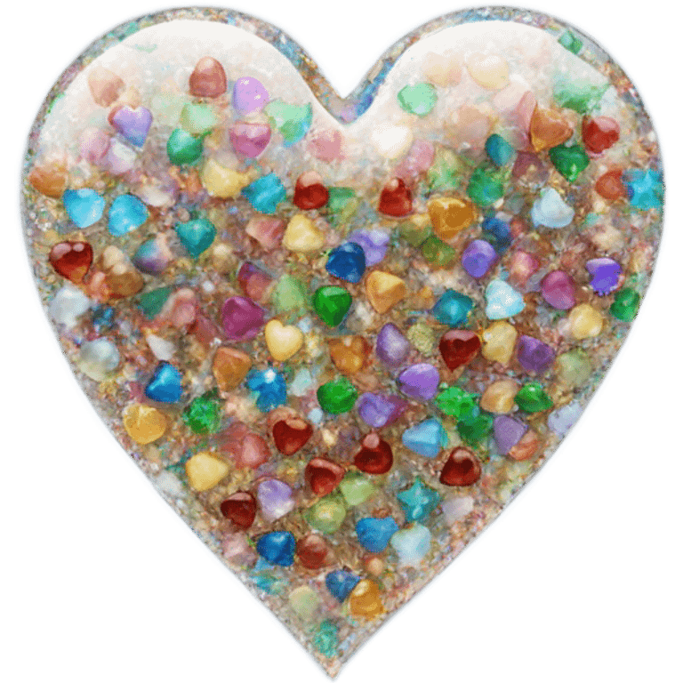 A transparent glass, colorful sparkle heart emoji