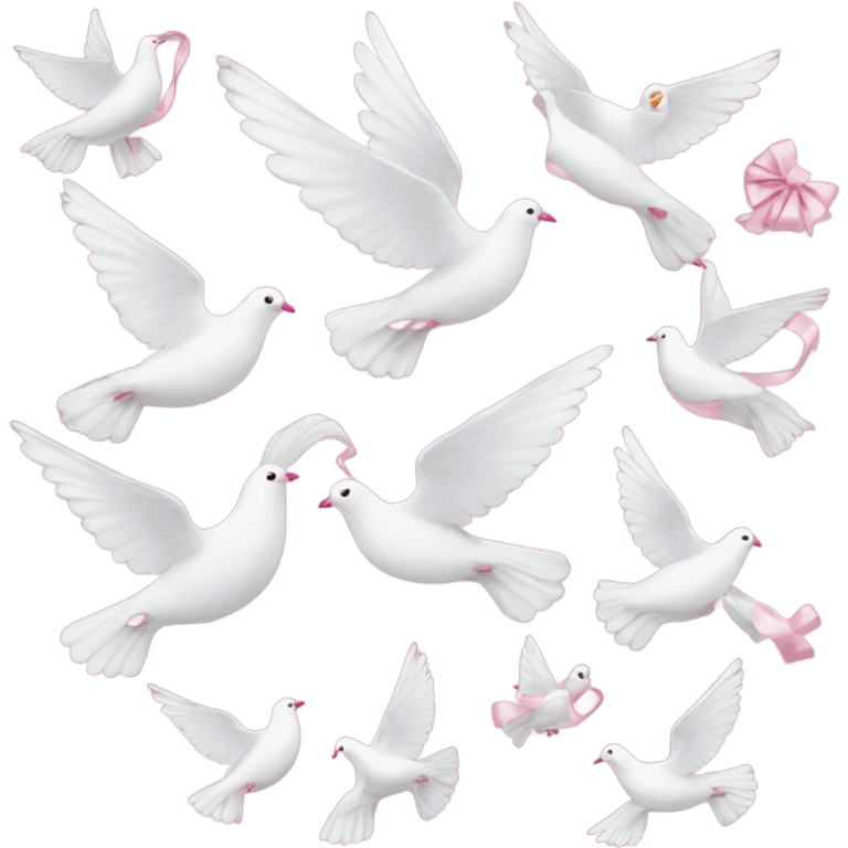 White doves pink bows emoji