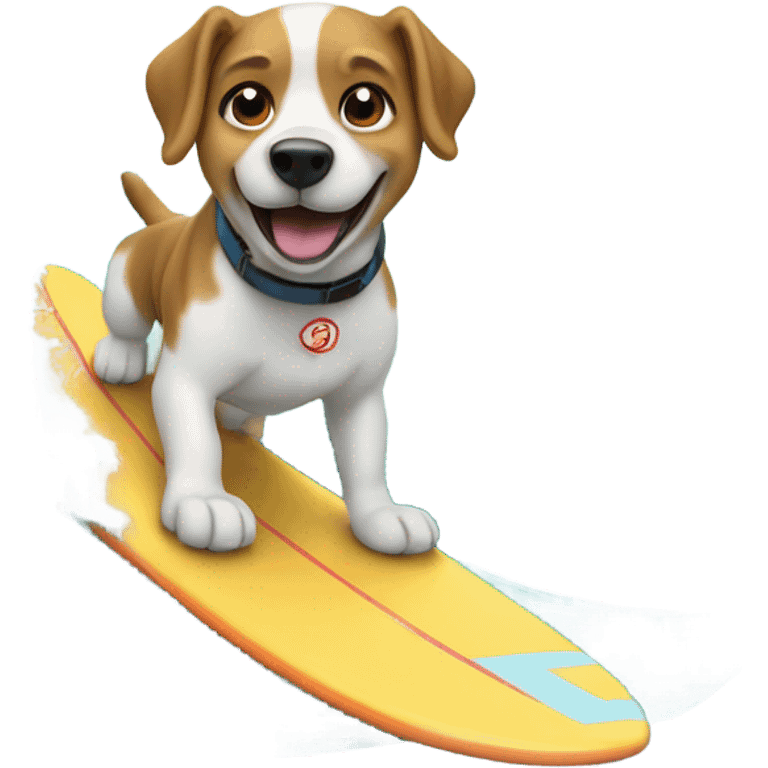 Dog surfing on big wave emoji