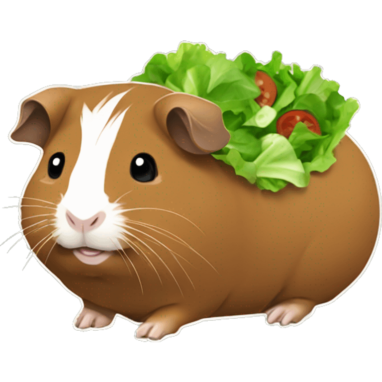 brown guinea pig with green salad emoji