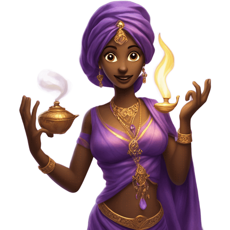 purple female genie coming out of the lamp emoji