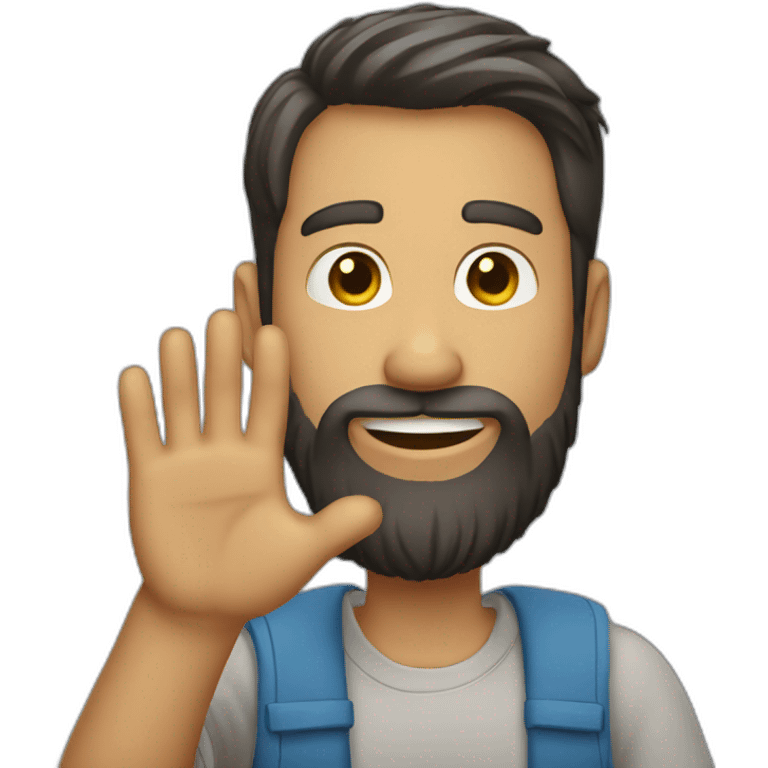 beard guy waving hand  emoji