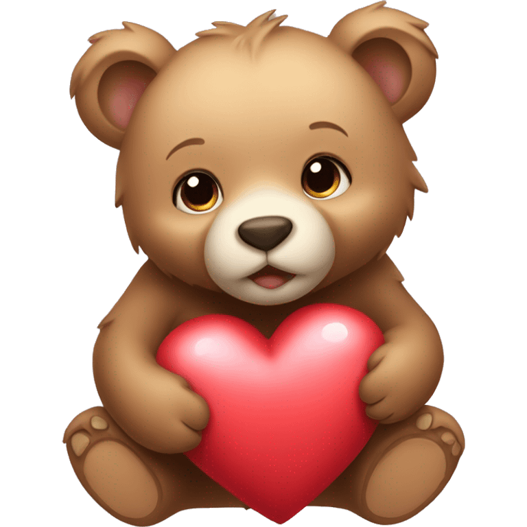 Bear cub holding a heart emoji