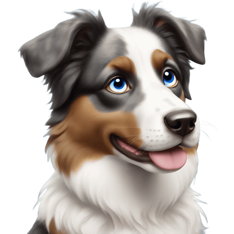 Mini american shepherd tri color with blue eyes with freckles emoji