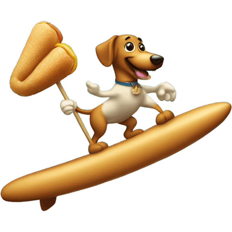 Corndog on stick surfing emoji