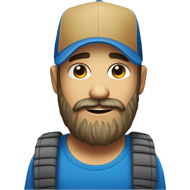 Bearded White male wearing a blue trucker hat. Realistic style  emoji