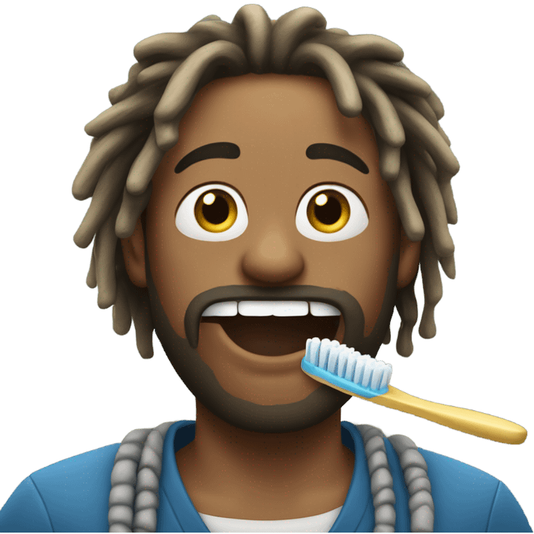 Guy with dreads brushing teeth emoji