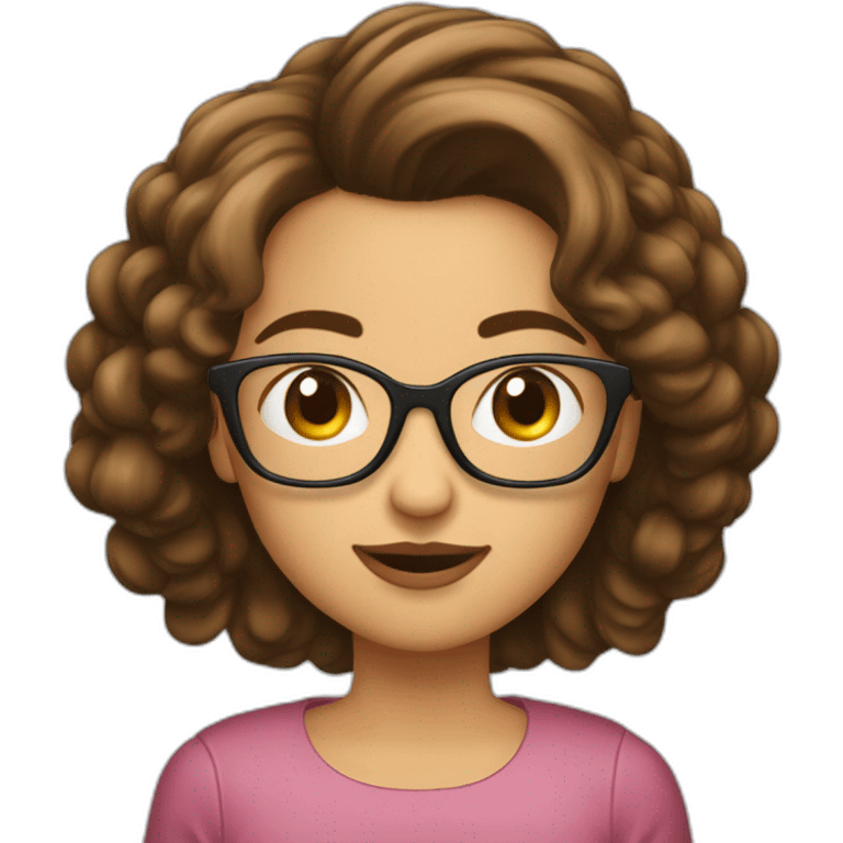 Fille a lunettes cheveux lisses bruns au carré emoji