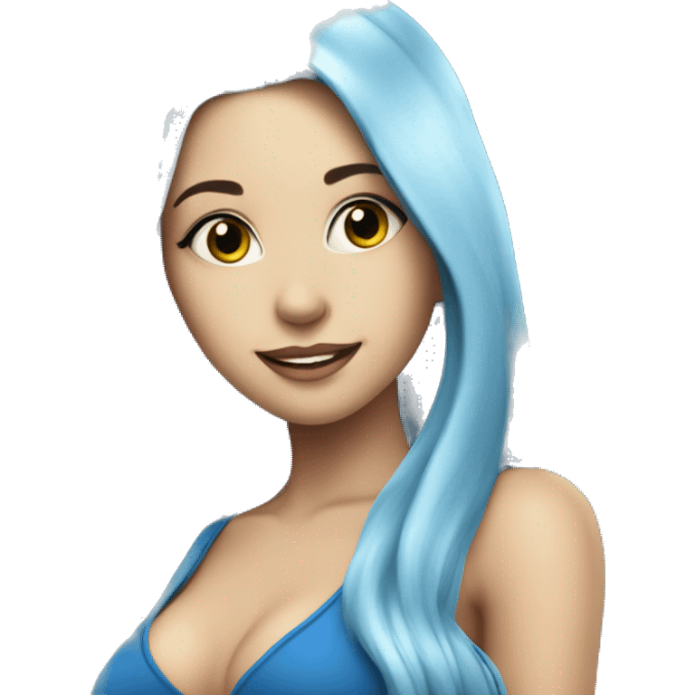 beautiful girl with blue long hair blue casino background emoji