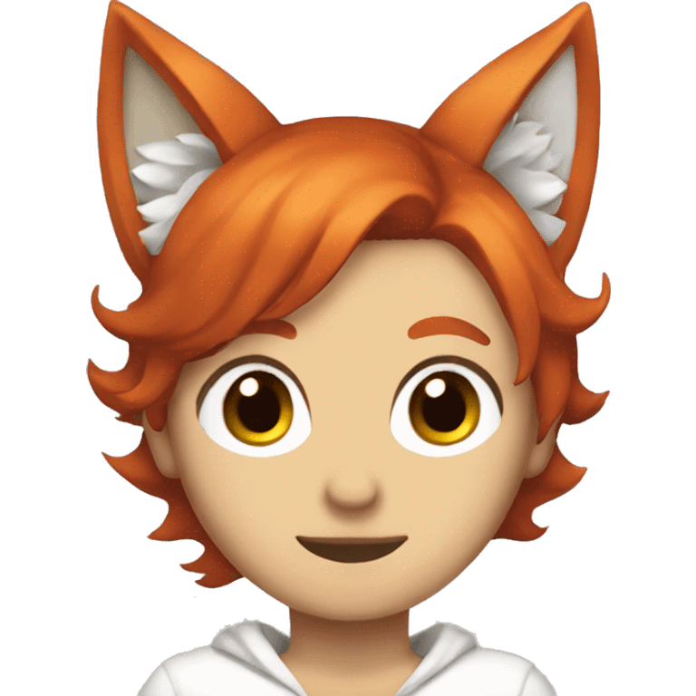 create an anime character who has red hair and fox ears emoji