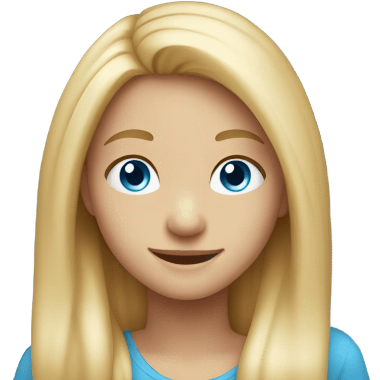 smiling girl with long blonde hair blue eyes  emoji