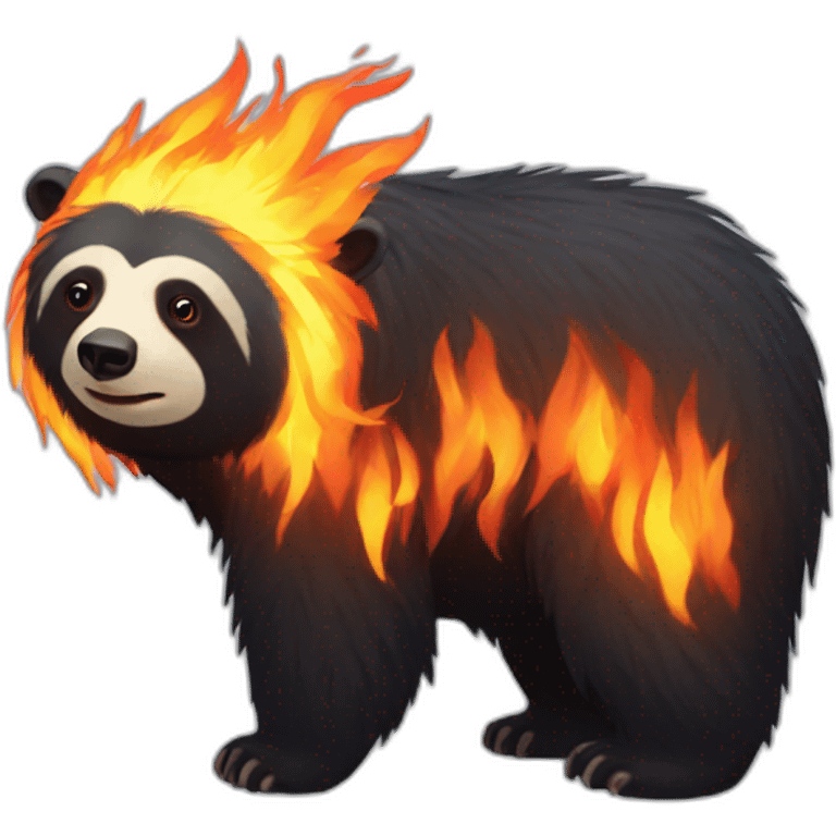 sloth bear with fire emoji