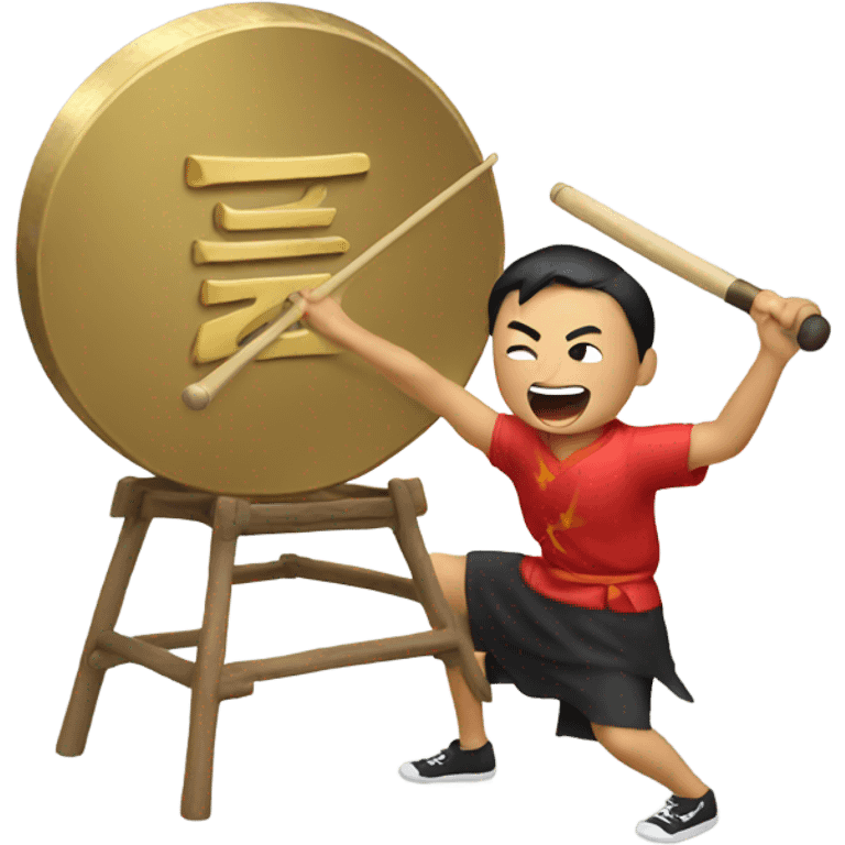 chinese hitting a gong emoji