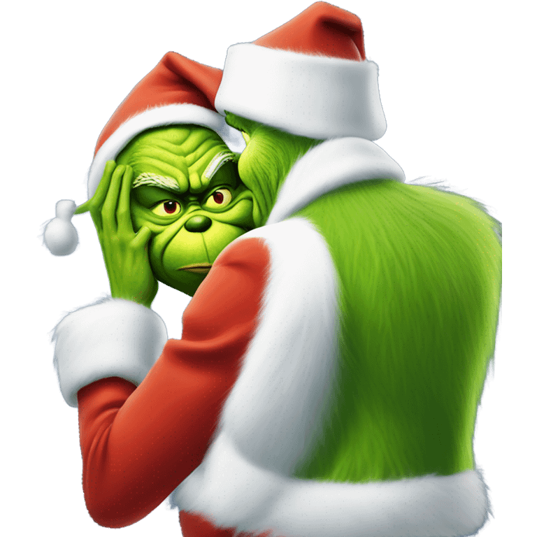 the grinch kissing santa emoji