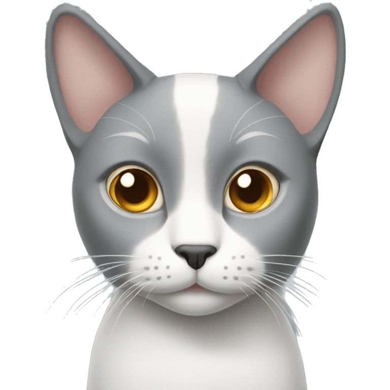 grey white cat with folded ear emoji